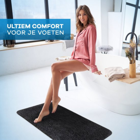 WITTS Luxe Badmat - 70x140cm | Antraciet of Zwart